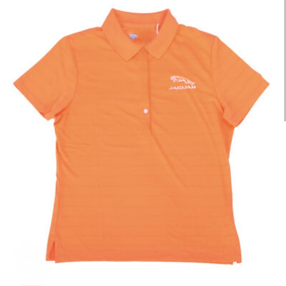Pebble Beach Jaguar Logo Orange Performance Polo Shirt Size Large